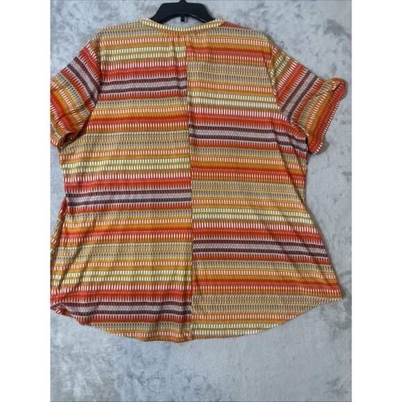 Cocomo Woman Plus 3X Multicolor Striped Boho Button Blouse - Picture 7 of 8